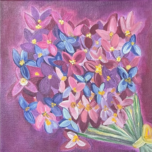 Floral Bouquet Art Painting - Purple and Pink - Picture 1 of 3